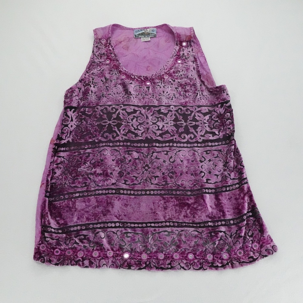 Tienda Ho Purple Burnout Velvet Tunic Top Womens Large Purple Boho Mirror